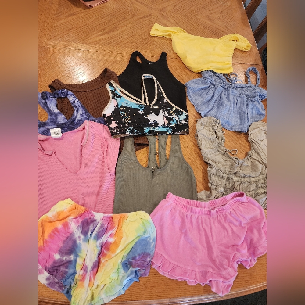 Justice Girls Sports Bra/crop Top/short Shorts Bundle